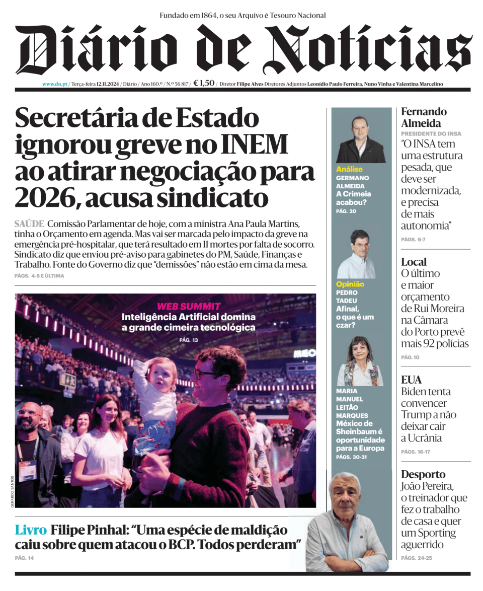 Prima-pagina-Diario de Noticias-edizione-di-oggi-20241112